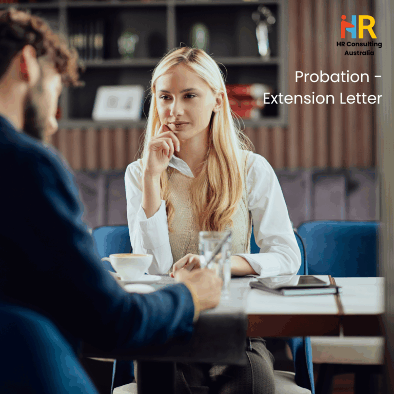 Caucasian blonde businesswoman dressed smart casual discussing with her probation extension with her male manager.